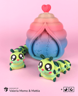 Cute Flexi Caterpillar (Toy, Keychain), Mini Articulated Animal 3d model