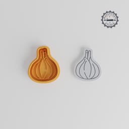 Garlic Shape Cutter & Stamp Set, 3 Size Cookie & Fondant Tool, Aromatic Bulb, Organic Veggie Design PRODUCT_1059 3d model