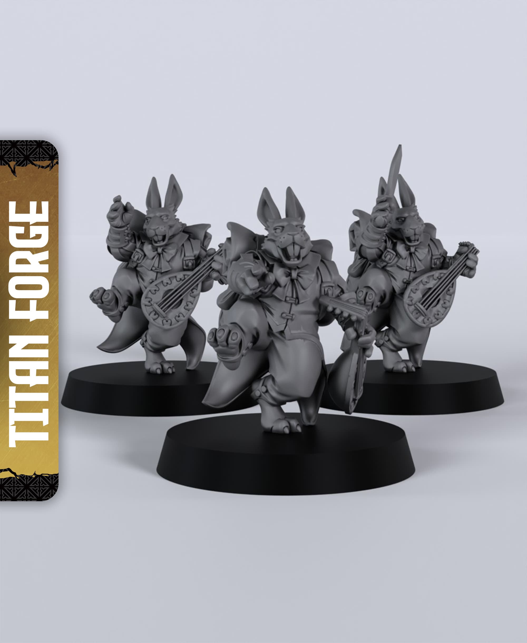 Rabbitfolk Bard - With Free Dragon - 5e DnD Inspired for RPG and Wargamers 3d model