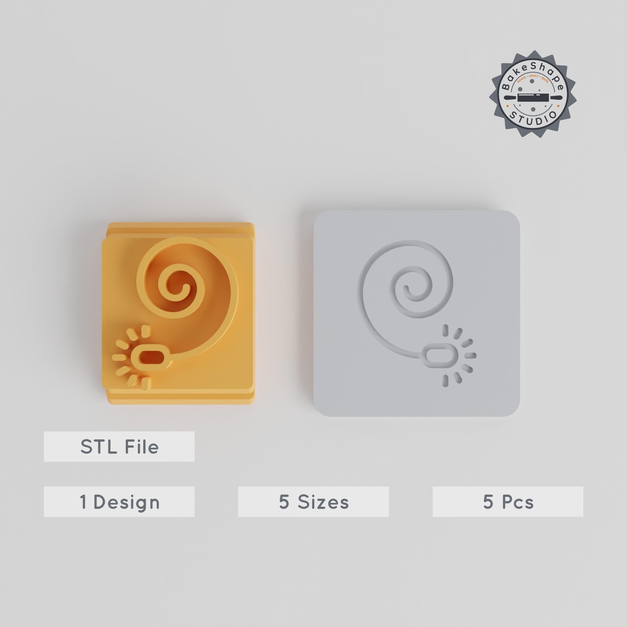 Party Horn Stamp Tile Set, 5 Sizes, 20-40mm Motifs, Perfect for Clay, Cookies & Fondant PRODUCT_4707 3d model