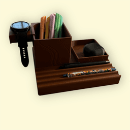Japandi Desk Organizer with Phone a Watch Stand - Modular Minimalist Office System 3d model