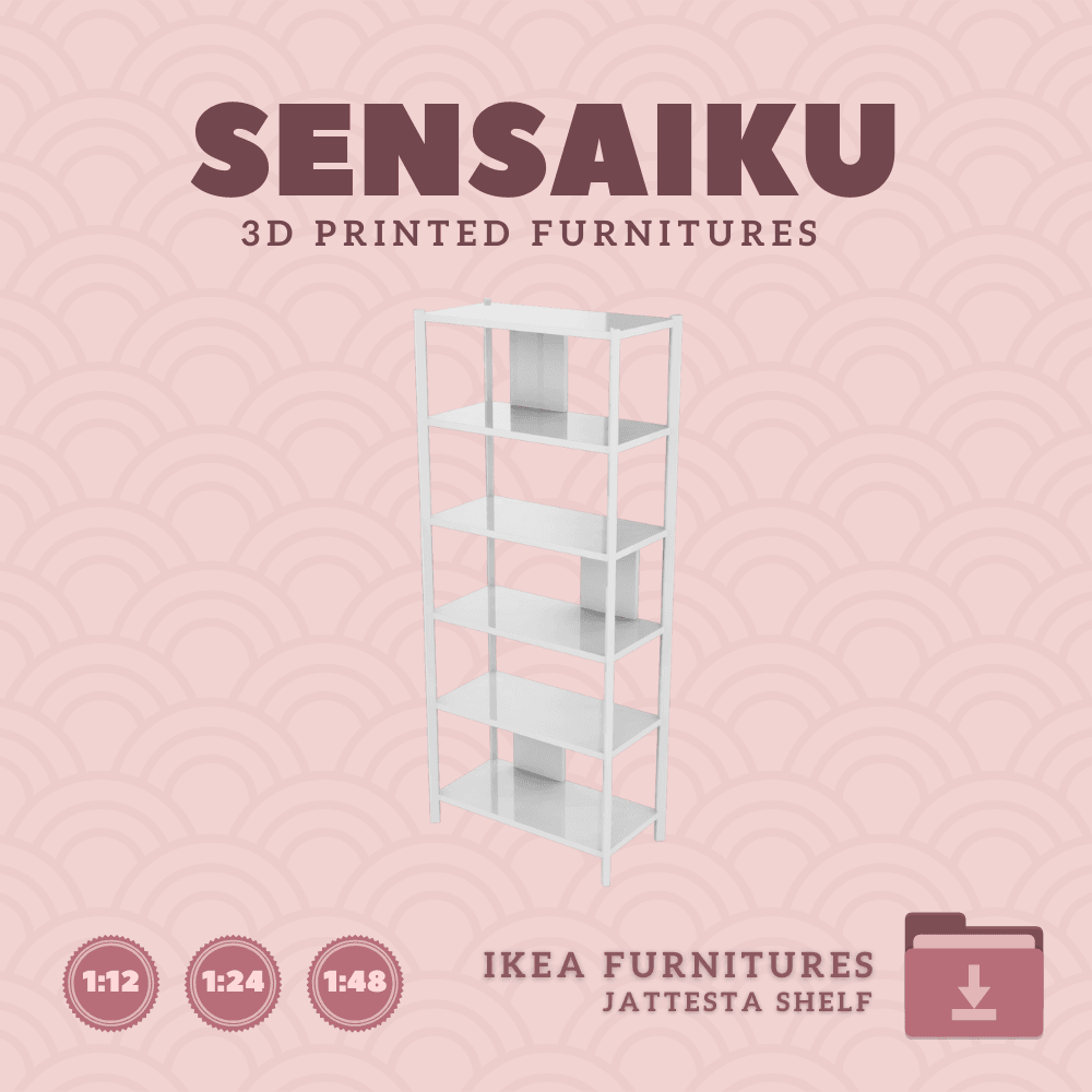 Miniature Replica 02. JATTESTA Shelf Unit for Miniature Dollhouse - IKEA (1:12,24,48) - 3D Print Ins 3d model