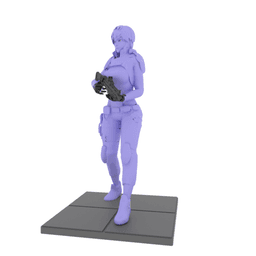 Futuristic Fighter Woman with Shotgun v2 3d model