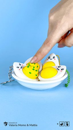 Clicker Egg Keychain with Smiley Faces, Fun Fidget 3d model