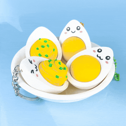 Clicker Egg Keychain with Smiley Faces, Fun Fidget 3d model