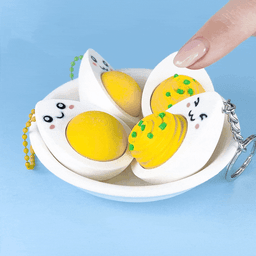 Clicker Egg Keychain with Smiley Faces, Fun Fidget 3d model