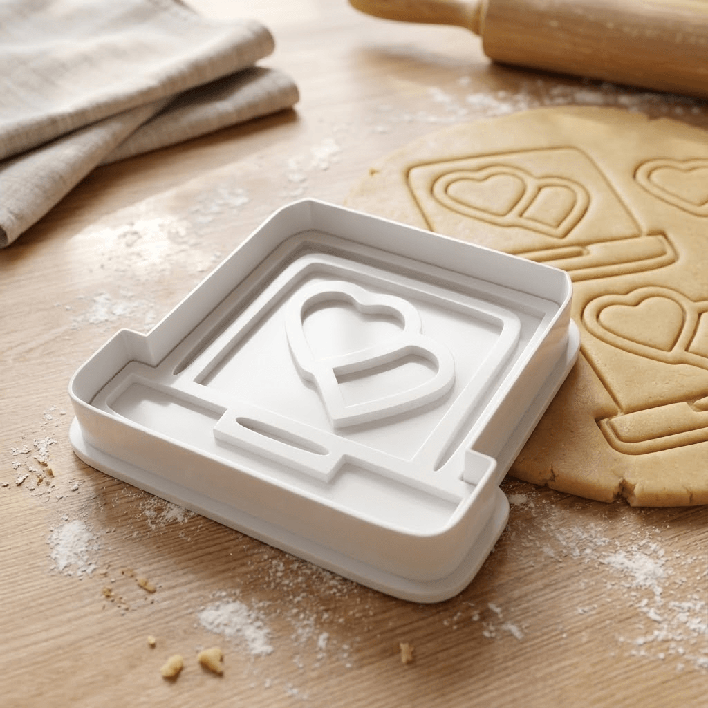 Laptop With Hearts On The Screen Cookie Cutter And Stamp 3d model