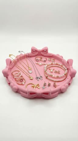 Coquette Bow Jewelry Tray - Aesthetic 3D Printed Trinket Dish & Organizer 3d model