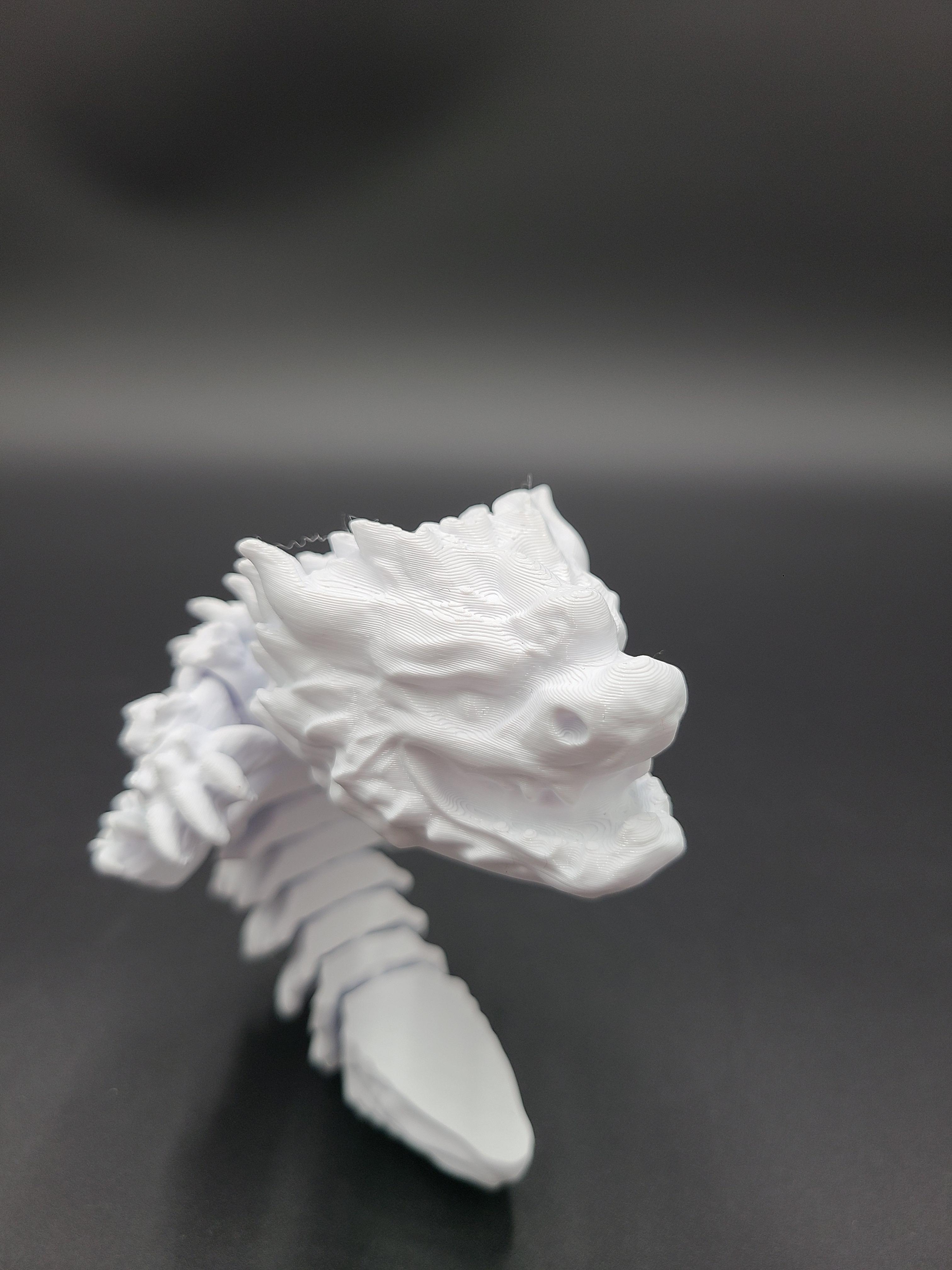 Snowfall, Winter Dragon Child - Articulated Dragon Snap-Flex Fidget (Medium Tightness Joints) 3d model