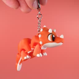 Triceratops Dinosaur - Flexi Articulated Print in Place Keychain 3d model