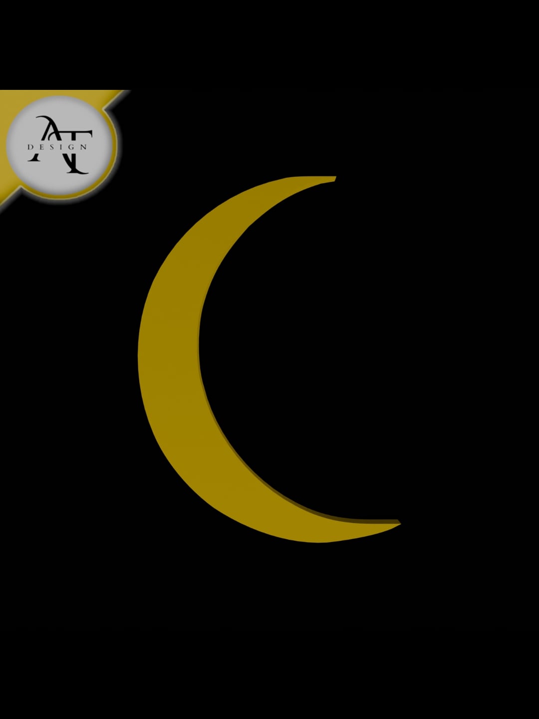 Simple Moon Symbol - 2D Art 3d model