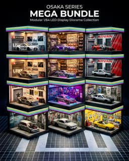 1/64 Scale Modular LED Diorama Mega Bundle STL Files | Hot Wheels Display Garage 3d model