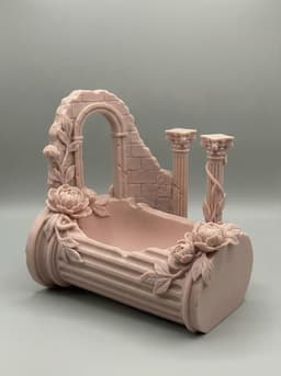 Classical Ruined Roman Temple Catchall - Floral Arch Entryway Tray & Desk Organizer 3d model
