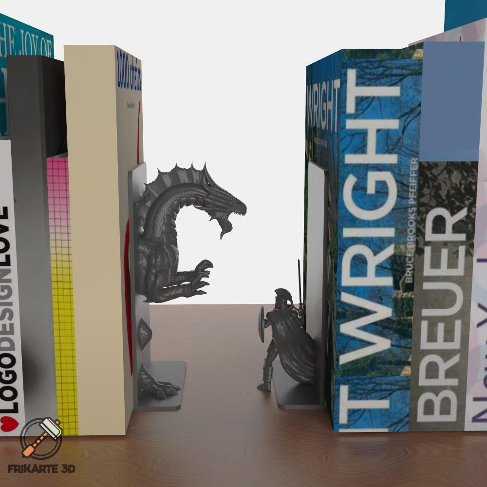 Knight vs Dragon Bookends 3d model