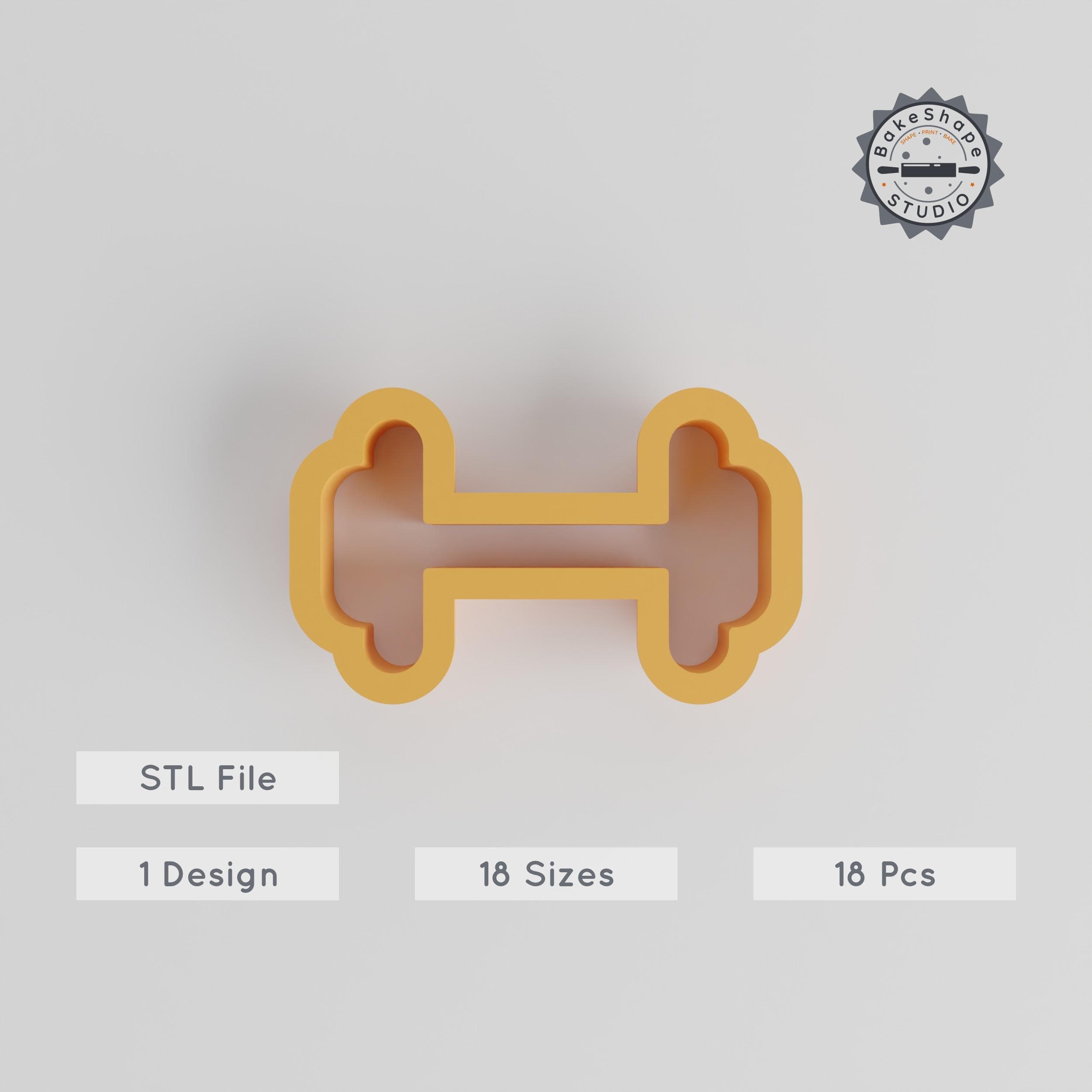 Dumbbell Shape Cutter Set, 18 Sizes 0.75"-5.00", Cookie, Fondant & Clay Design, Fitness & Gym Themed Mold PRODUCT_3661 3d model