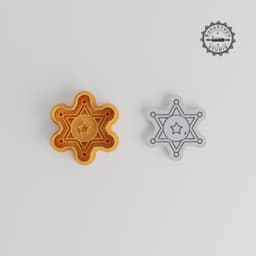 Sheriff Badge Cookie Cutter & Stamp Set, Western Authority Badge Designs, 6-Piece, Sizes S-M-L PRODUCT_2832 3d model