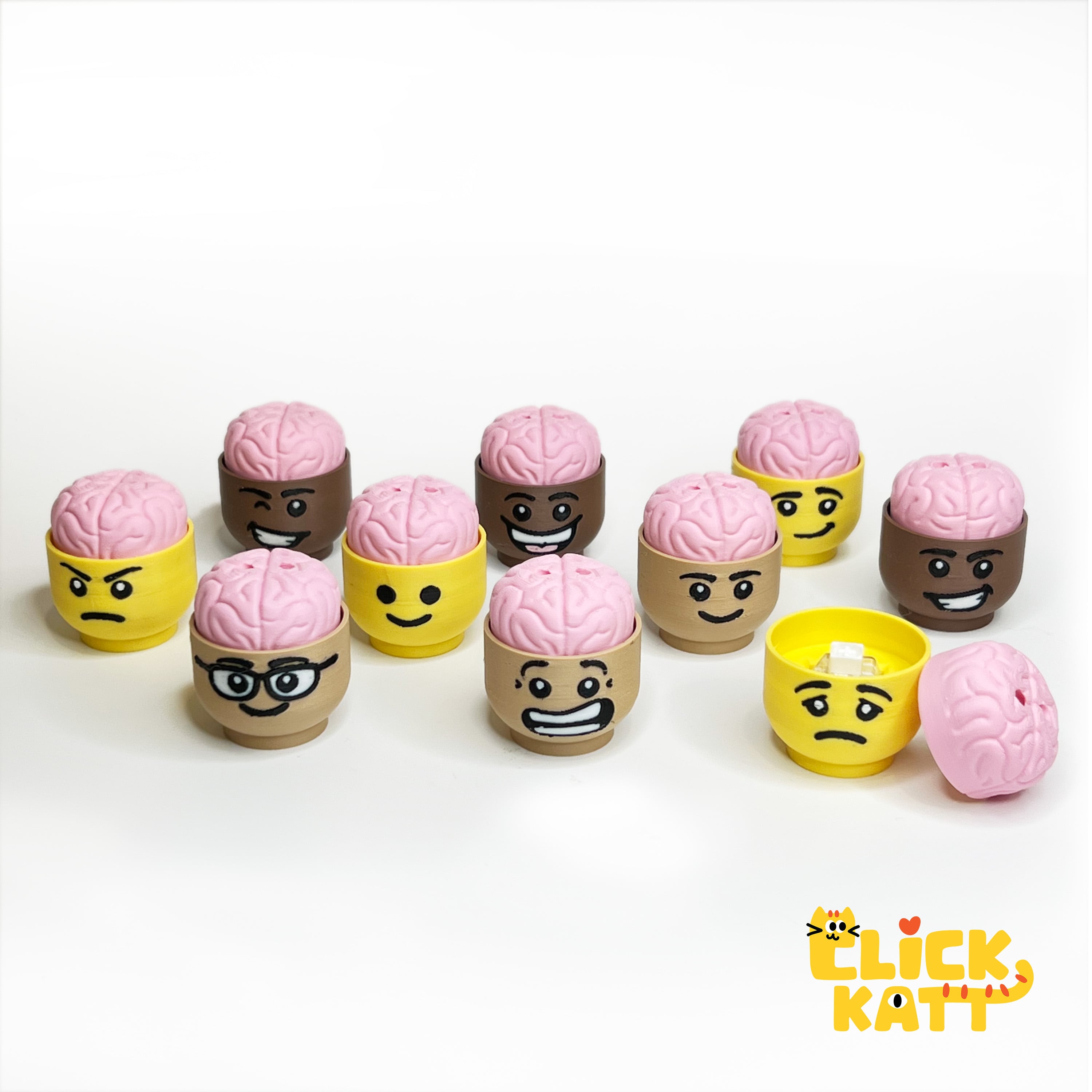 Lego Head Brain - Clicker Fidget Toy Keychain 3d model