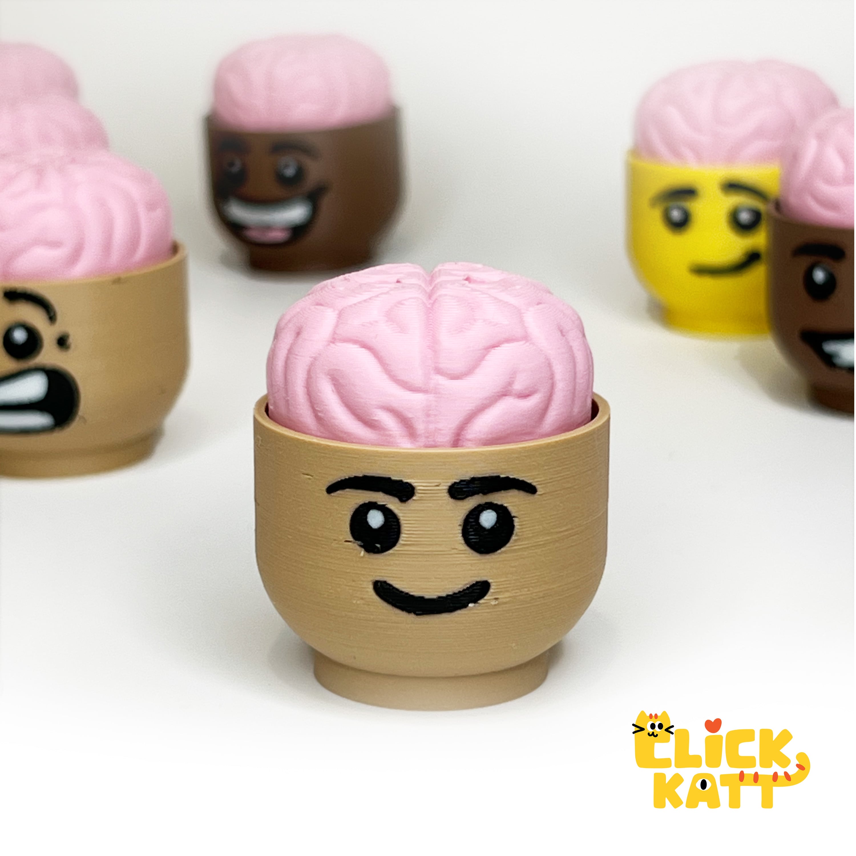 Lego Head Brain - Clicker Fidget Toy Keychain 3d model
