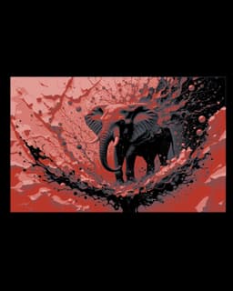 Artist rendition of the grandeur of the Elephant in red and black - Hueforge art 3d model