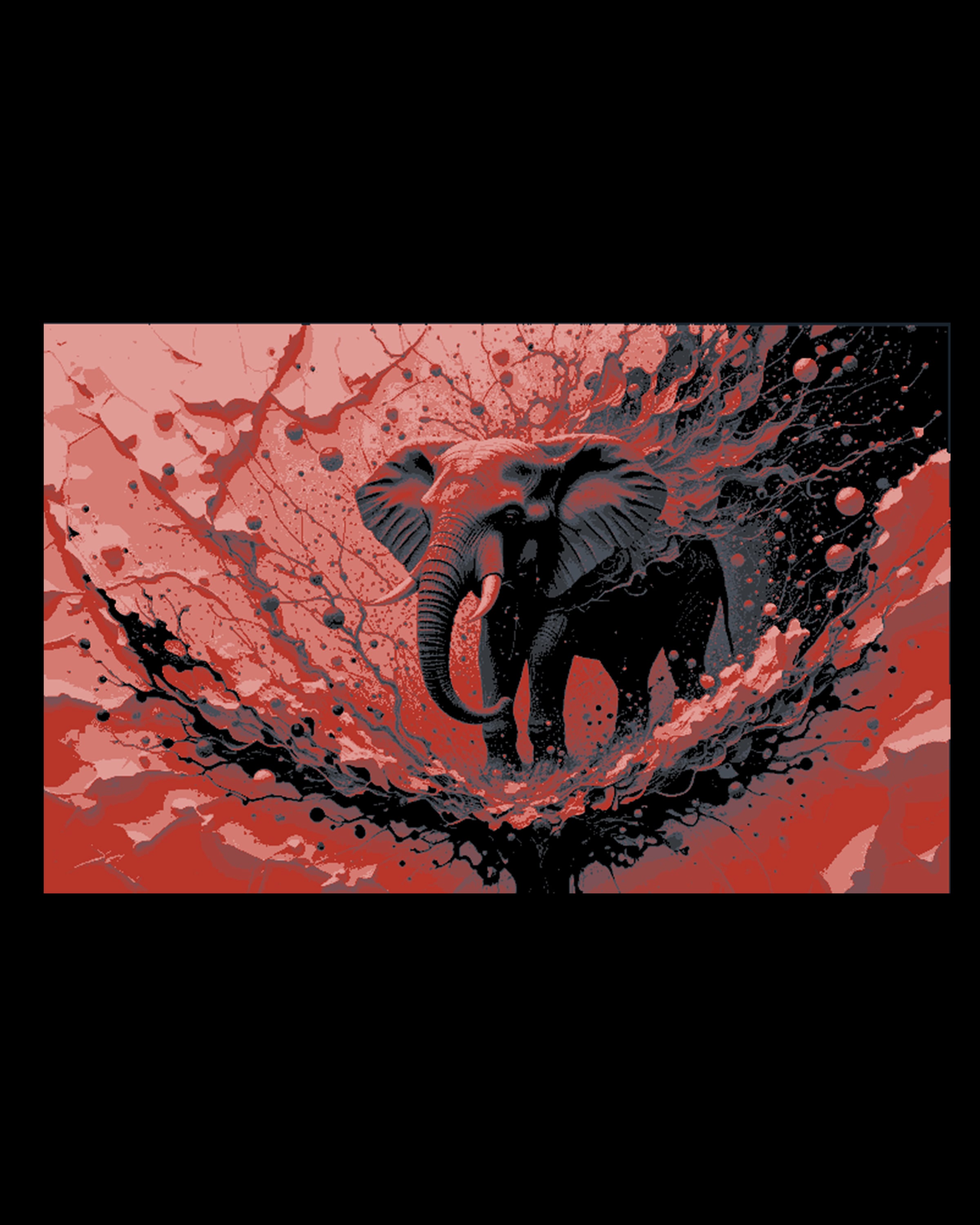 Artist rendition of the grandeur of the Elephant in red and black - Hueforge art 3d model