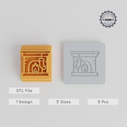 Fireplace Stamp Tile Set, 5 Motif Sizes, Perfect for Clay, Cookies, Fondant & Soft Materials, Cozy Holiday & Christmas Design PRODUCT_3849 3d model