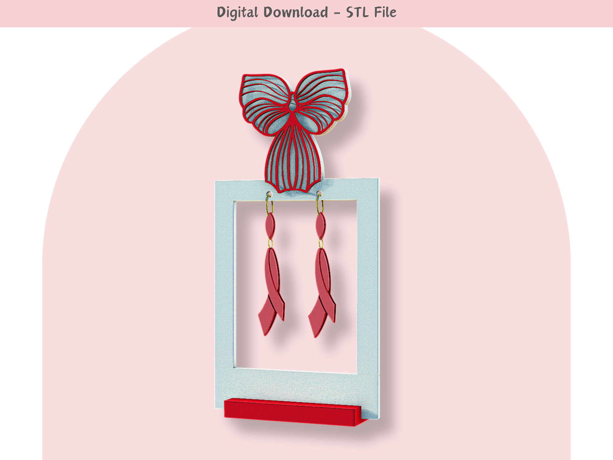 Minimalist Bow Earring Stand – STL File for 3D Printing 3d model
