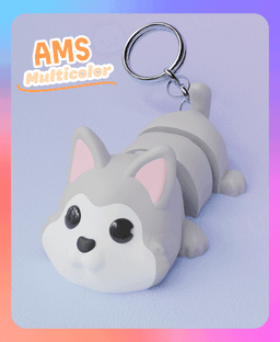 Flexi Husky Dog Keychain (Multicolor) 3d model