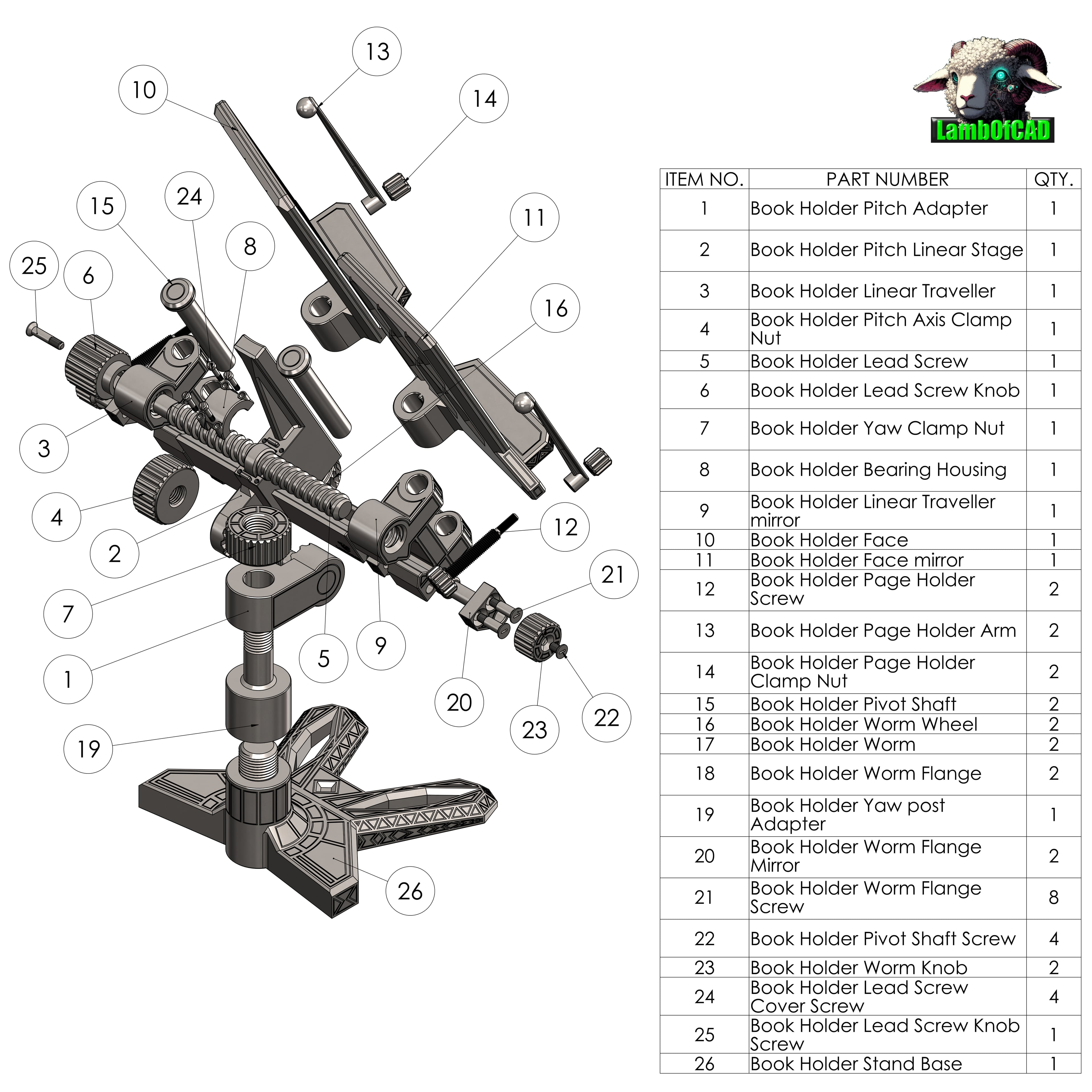 Mechanised Book Stand 3d model
