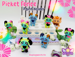 Kawaii Fence Paint Holder (for Vallejo Paints) 3d model