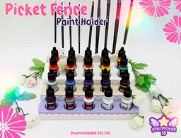 Kawaii Fence Paint Holder (for Vallejo Paints) 3d model