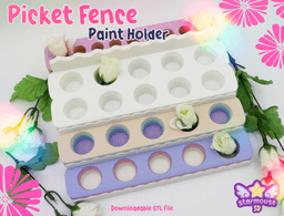 Kawaii Fence Paint Holder (for Vallejo Paints) 3d model