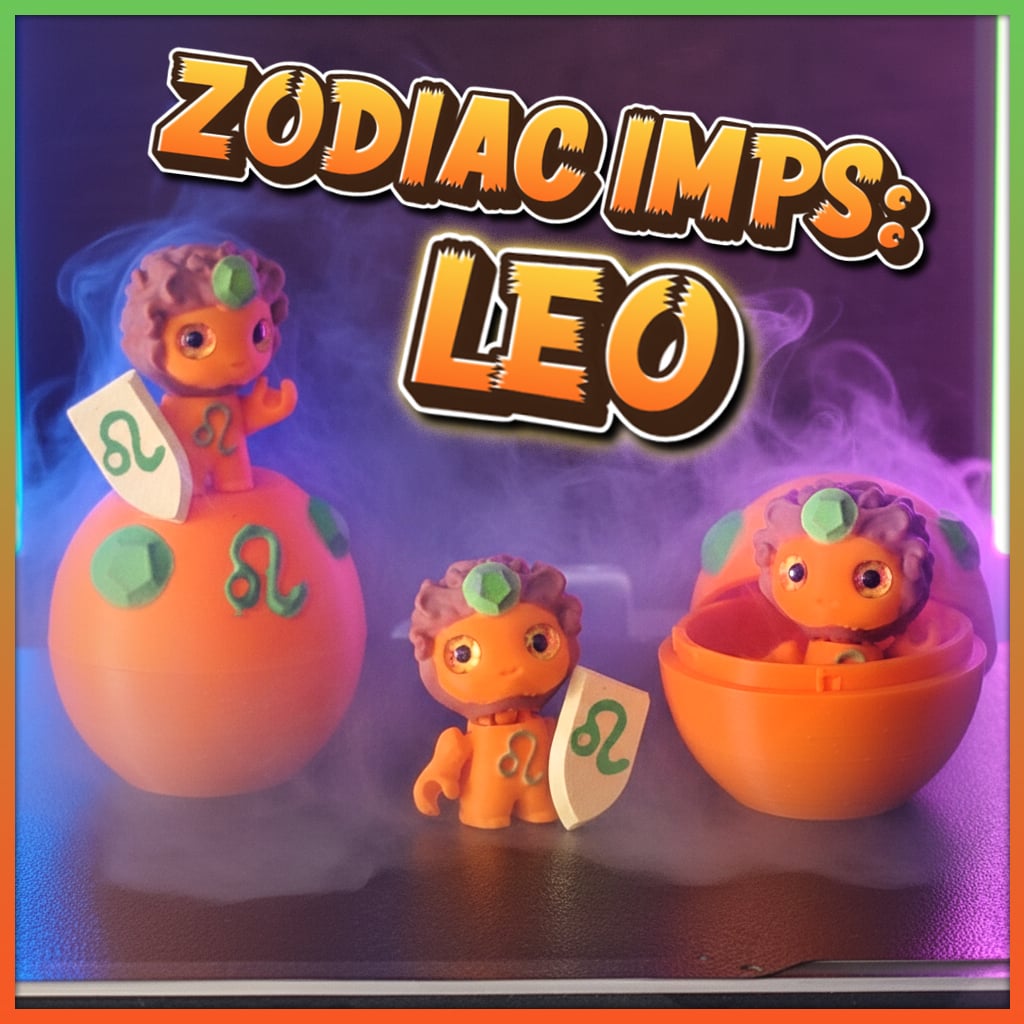 Leo Flexi Imp - Zodiac Imp Collection Part 4 - Keychain & Straw Buddy, No Supports STL/3MF 3d model