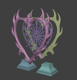 Bone Heart Photo Frame on Stand – Gothic Spider Web Picture Frame, Dark Romantic Display Decor 3d model