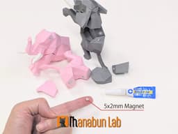 Low Poly Elephant Magnet Puzzle (No supports, no AMS) 3d model