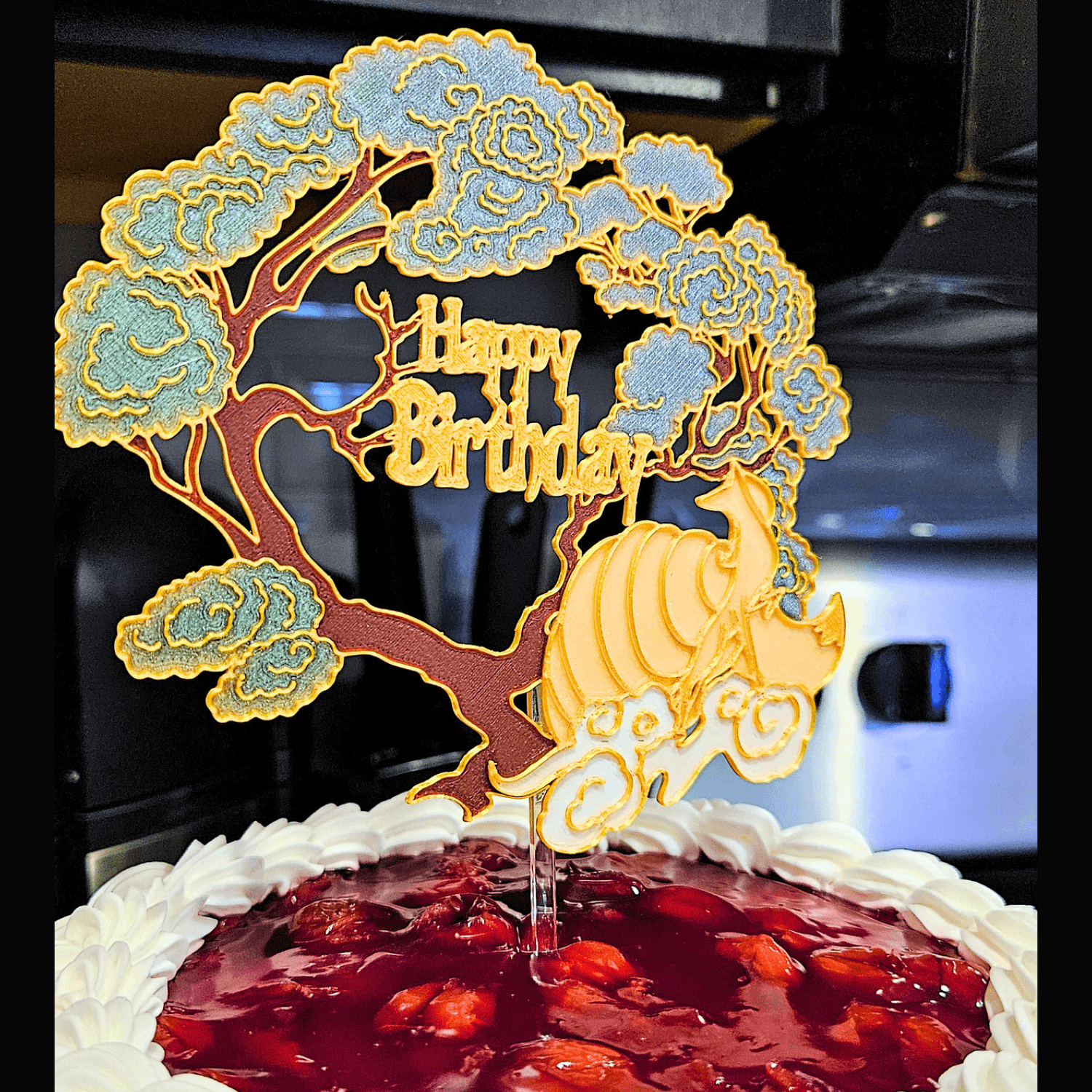 Lucky Cloud Mystical Nine-Tailed Fox Cake Topper 3d model
