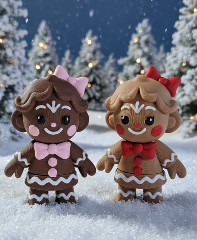 Gingerbread Girl Mini Flexi + Keychain and Fridge Magnet 3d model