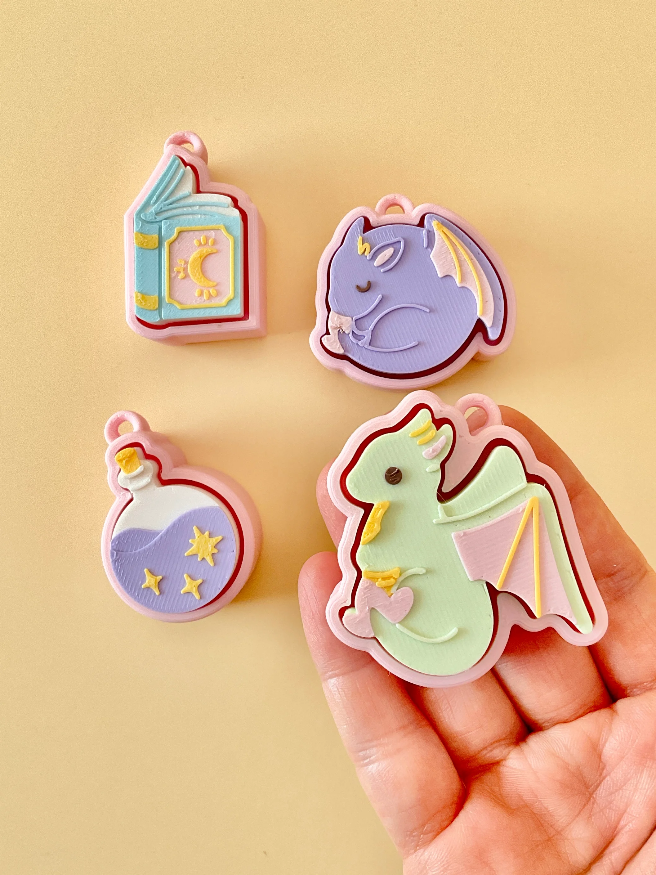 Fantasy Dragon Friends Clicker Keychain Fidget Toy Bundle 3d model
