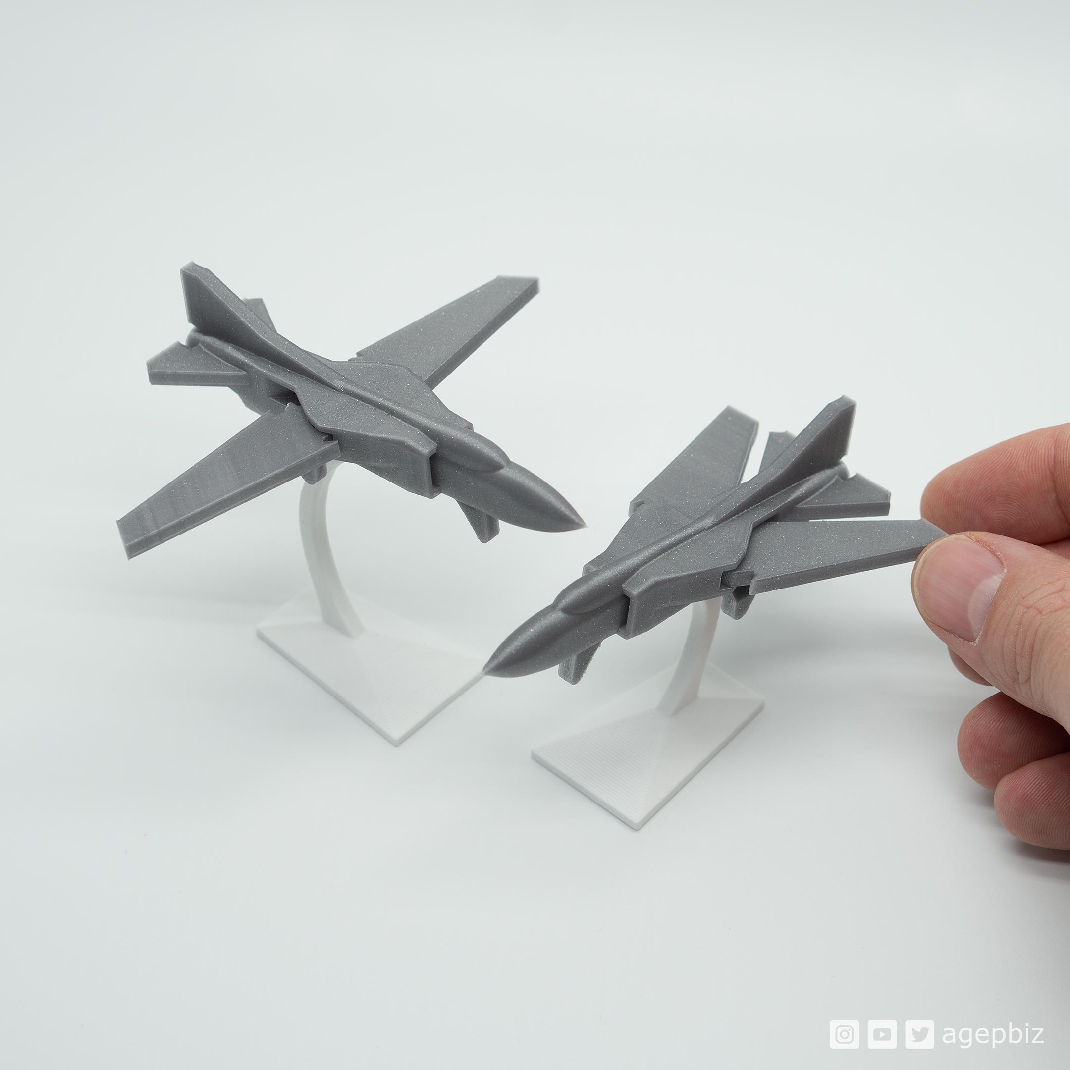 Print-in-place and articulated MiG23 Jet Fighter with Stand 3d model