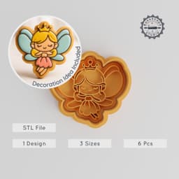 Fairy Shape Cutter & Stamp Set, Perfect for Cookies & Fondant, Fantasy Creature Design, Trio Size S/M/L, Magic Wings, Fantasy Spirit PRODUCT_1034 3d model