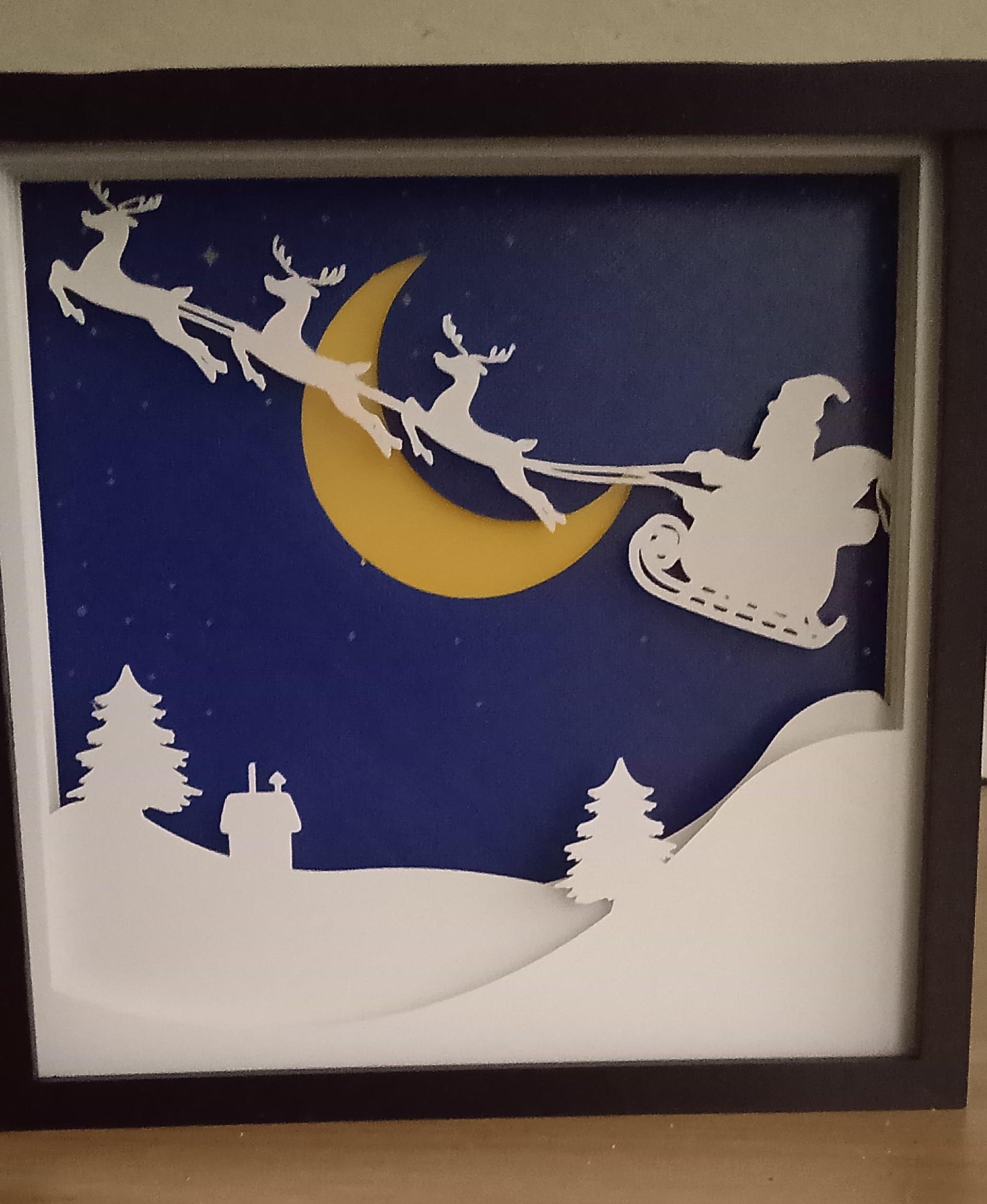 Santa In the moon shadow box christmas landscape - Made with ender 3 pro. Layer height 0.12
It is a beautiful decoration😊 - 3d model