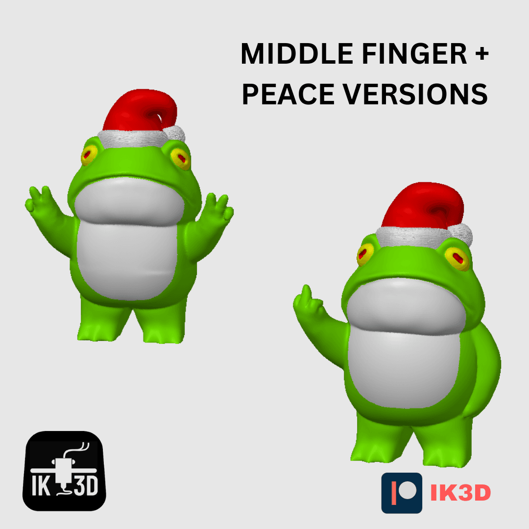 Middle Finger / Peace Frog With Santa Hat / 3MF Included 3d model