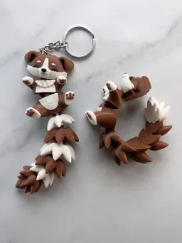 Fluffy Tail Cute Flexi Puppy - Toy / Keychain 3d model