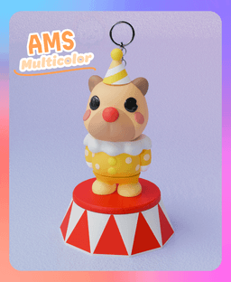 Articulated Capybara Clown Keychain and Stand (Multicolor) 3d model