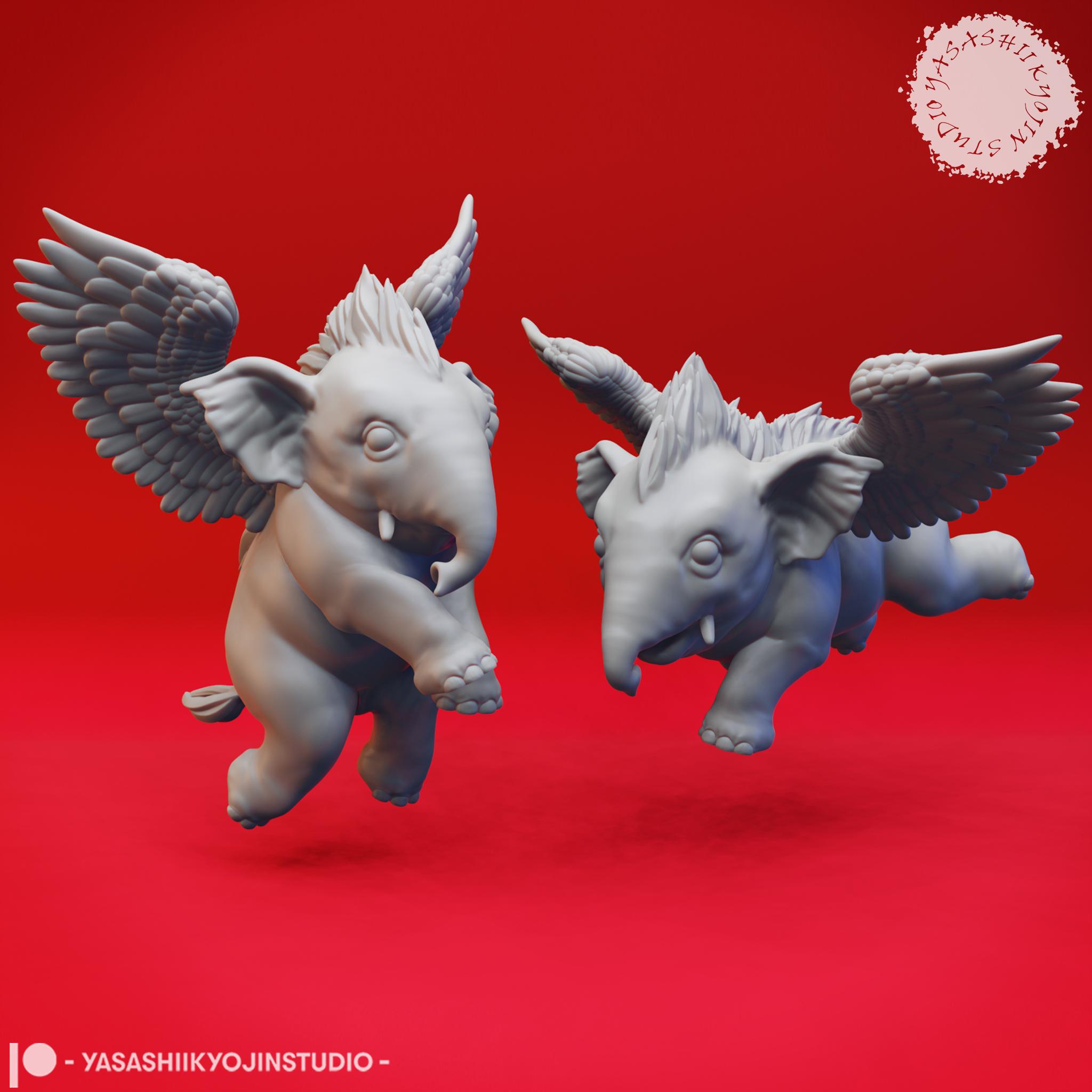 Hollyphant Pair - Tabletop Miniatures (Pre-Supported) 3d model