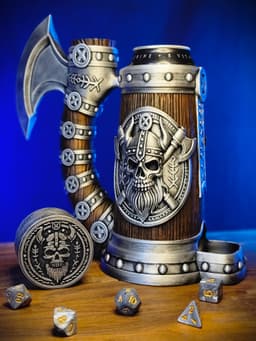 12oz-16oz Viking Skull Can Cozy Dice Tower 3d model