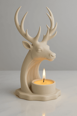 Majestic Deer Candle Holder STL | Stag Tea Light Decor 3d model