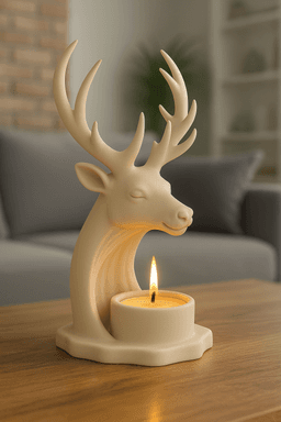 Majestic Deer Candle Holder STL | Stag Tea Light Decor 3d model