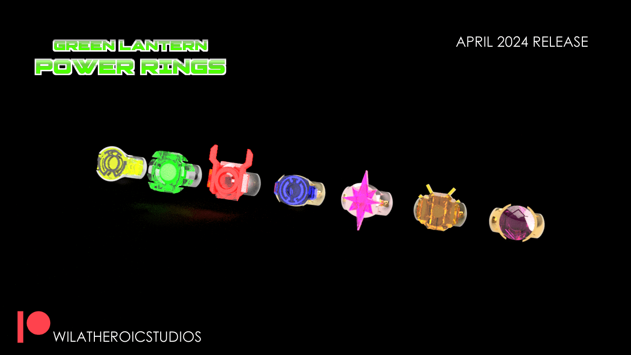 Green Lantern Corp Ring Set 3d model