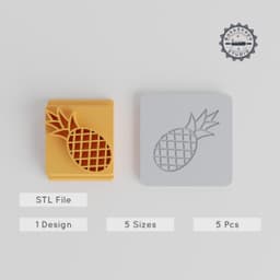 Garden Fresh Pineapple Stamp Tile, 5 Motif Sizes for Clay, Cookie & Fondant Crafting PRODUCT_1787 3d model