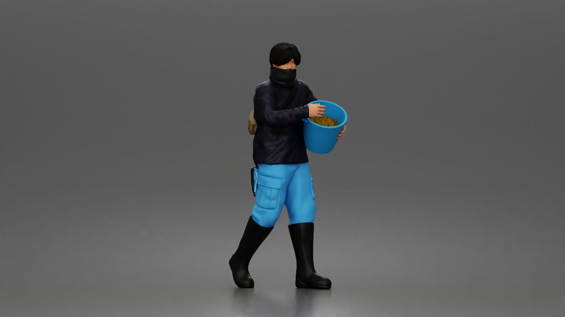 Dedicated Zoo Caretaker Feeding Monkeys And Comforting Punch 3d model